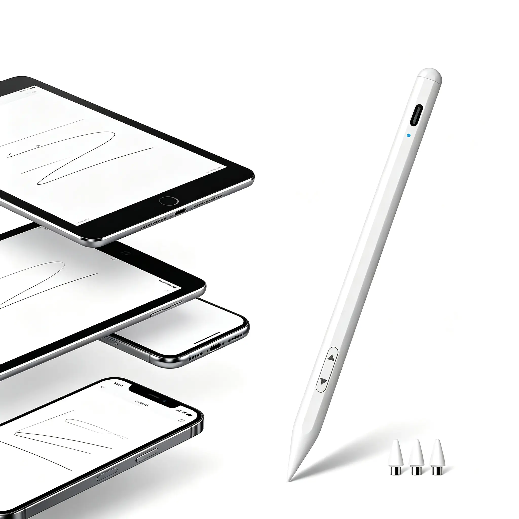 Universal Stylus Pen for iPhone & Android & iPad, 2X Fast Charge Active Stylus Pencil for All Touch Screen, High Sensitivity Capacitive Stylus for Smartphone Apple Watch Tablet-White Computer Charging