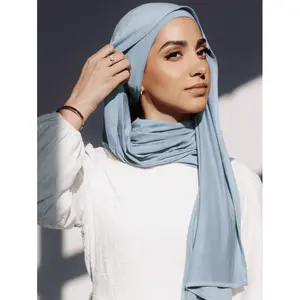 2pcs/Set Jersey Matching Hijab & Undercap Set, Solid Color Soft And Breathable Modal Fabric, 1 Simple Tube Cap Hijab + 1 Lightweight Modal Scarf, Suitable For Conservative Daily Use