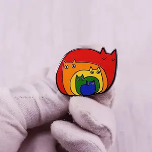 Rainbow Pride Cat Enamel Pin, Brooch, Lapel Pin in Gay LGBT Progress Badge Jewelry for Dresses, Suits, Bags, Backpacks, Hats