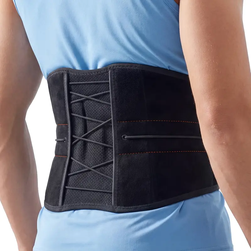 Aulexmed Unisex Lightweight Lumbar Support Belt - Breathable Back Brace with Adjustable Pulley Compression System, Posture Awareness Improvement, L-Waist 80-90cm|31.5-35.4”|~65-80kg/143-176lbs Benefits for Office Work, Long Sitting Relief