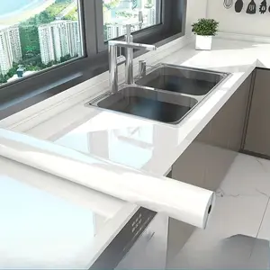 A roll of marble-patterned self-adhesive waterproof wallpaper, suitable for kitchen cabinets, with heat resistance and oil resistance. It is perfect for renovation. sticker oil-proof