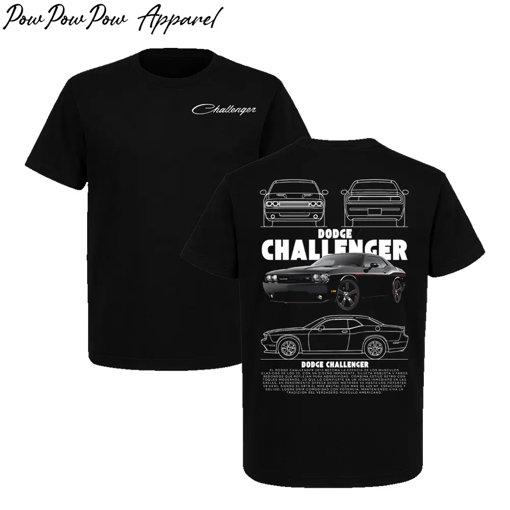 Dodge Challenger T-Shirt – Classic Muscle Car Graphic Tee, Mopar Streetwear Top Menswear Gift for Car Enthusiasts & Fans Cotton Unisex
