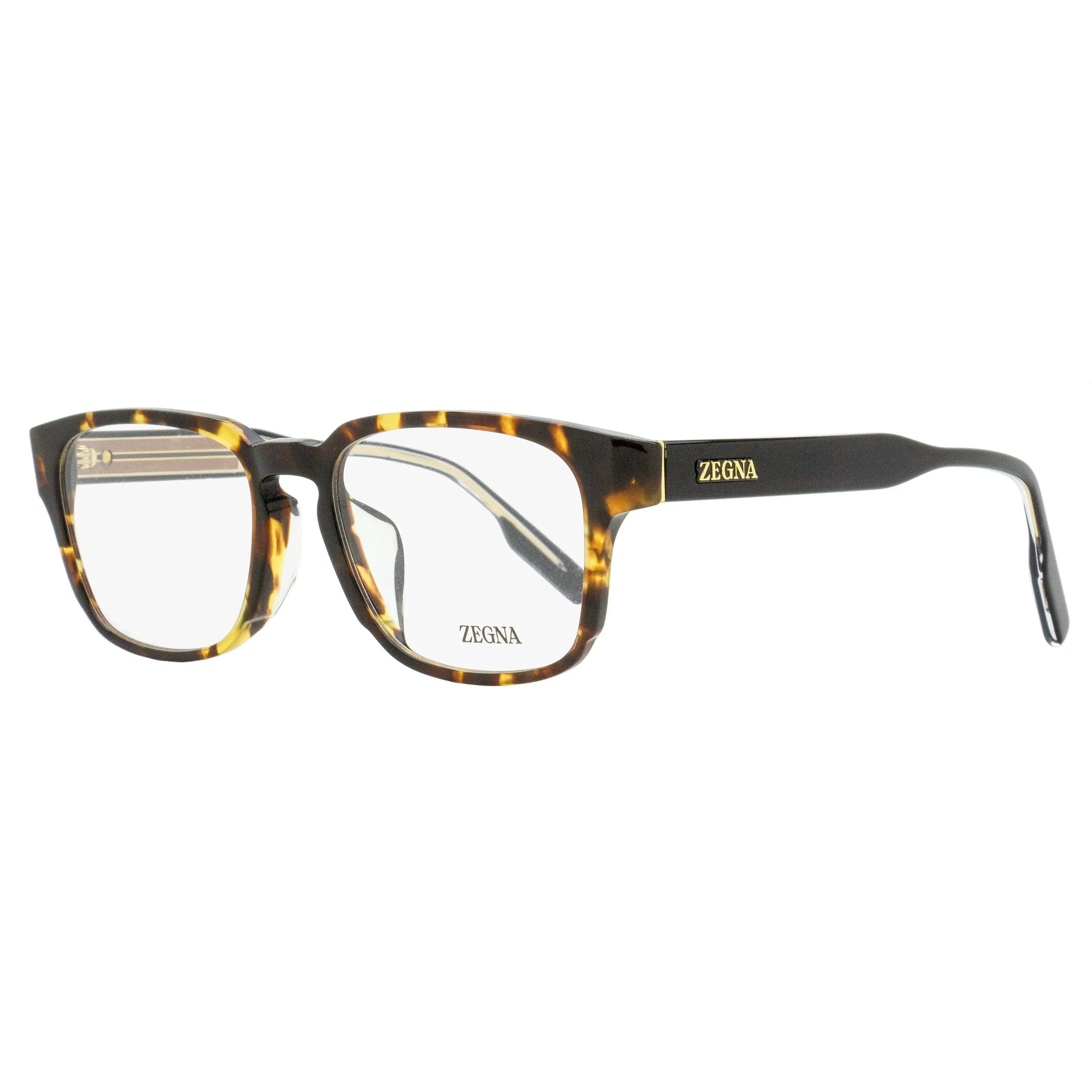 Zegna Alternative Fit Eyeglasses EZ5262-F 054 Havana 54mm, Contemporary Design, Exposed Wire-Core, Keyhole Bridge Design, Luxury And Innovation, Male, Modern Tastes, Acetate Frame, Rectangular Lens, Tapered Temple Profile, Wide Saddle Bridge