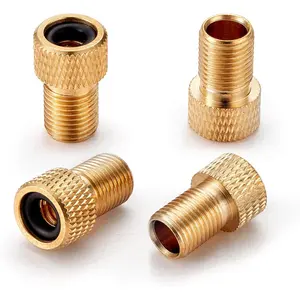 Brass Presta Valve Adapter, Convert Presta to Schrader Valve Adaptor for Bikes, Inflate Tire by Standard Pump or Air Compressor (4 Pack)