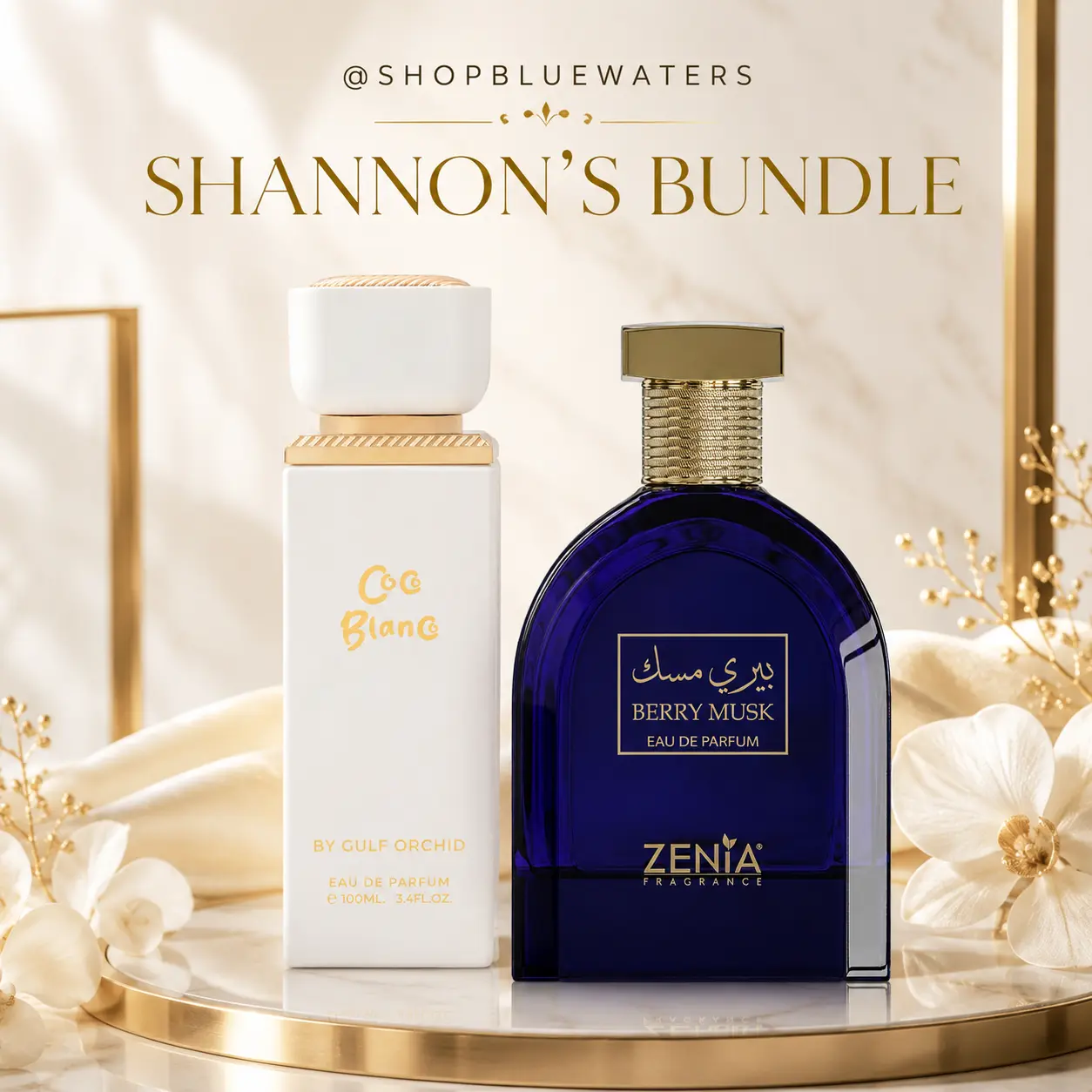 (2pc Shannon's Bundle) Coco Blanco by Gulf Orchid EDP + Berry Musk by Zenia EDP, 3.4 oz