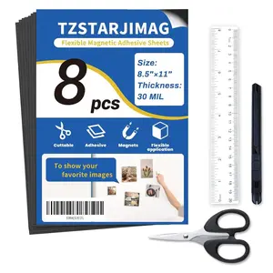 Magnetic Sheets with Adhesive Backing, 8.5" x 11" (Pack of 8), 30 mil Thick Cuttable Flexible Magnet Sheets For DIY Crafts, Photos and Stickers, Magnetic Paper Sheets with Strong Self Adhesive