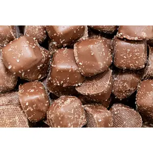 Milk Chocolate Sea Salt Caramel - Sweet, Salty and Creamy Chocolate Snack -  4 oz & 8 oz & 1 lb Chocolate Bag Bonbon Dessert
