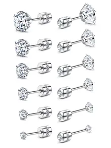 Hypoallergenic Flat Back Earrings, Rhinestone Design, Stainless Steel Material, Suitable for All Seasons, Ideal for Sensitive Ears