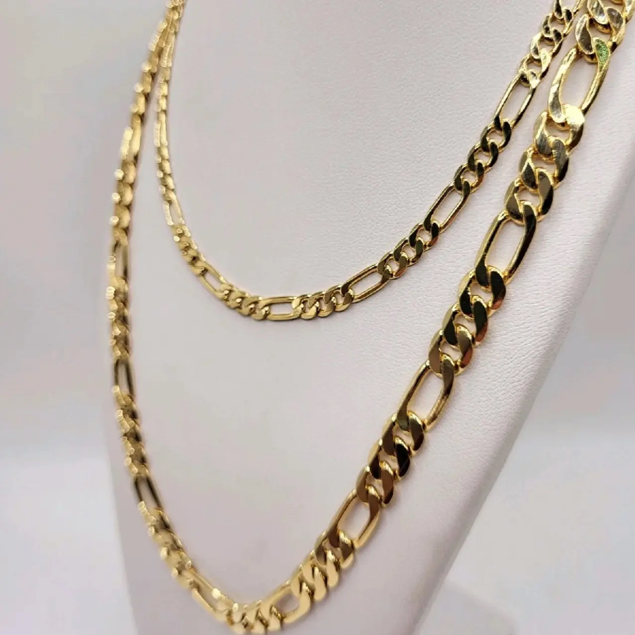Figaro Link Necklace yellow gold Filled Chain, Cadena de oro chain men