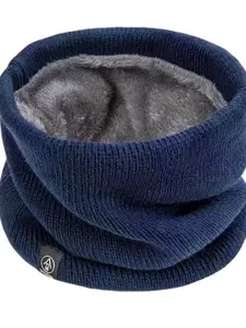 Unisex Winter Warm Knit Scarf, 100% Polyester, Thick Fleece Lining, Casual Style, Ideal for Ice Sports and Running