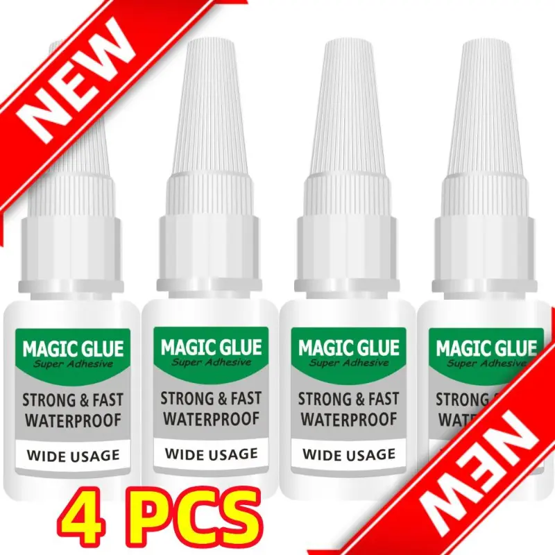 Multi-Purpose Adhesive, 4PCS Magic Super Glue for Shoes, Ceramics, Porcelain, Metals, Plastics and More, Instant Bond and High-Strength 4PCS Magic Glue Shoe Glue New Super Glue