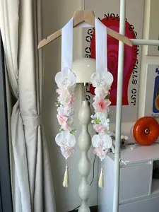 2026 Graduation Floral Stole – Handmade Ribbon Flower Lei, Custom Grad Sash Gift