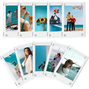 5/10pcs Magnetic Acrylic Square Frame Fits Instax Mini Film (2x3 in) Transparent Small Photo Holder for Fridge & Locker Decor Portable Mini Picture Frame for Travel Memories & Party Giveaways