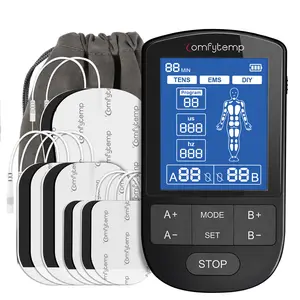 Comfytemp TENS Muscle Stimulator — Pain Relief Device with 24 Modes & Customization Function, Dual-Channel EMS Unit, Pulsed Muscle Massager (Suitable for Back, Shoulders, Sciatica, and Arms) — Includes 10 Electrode Pads