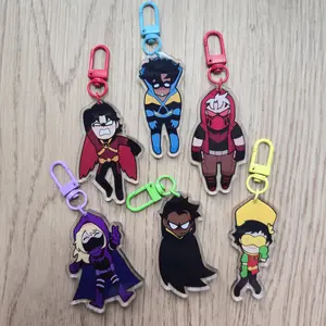 Dangling Batfam Keychain, Batf@mily Charms Dangling Edition Keyrings – Cute Acrylic Keychain Charms, Perfect Gift for Fans & Collectors