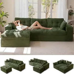 MAXYOYO 104" L Shaped Modular Sectional Sofa with Ottoman, Cloud Boneless Couch with Layered Cushion, Upholstered Sofa Flexible Module Combination for Living Room, No Assembly