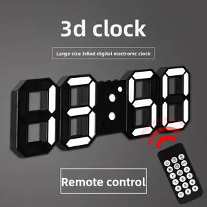 3D LED Digital Clock, Night Glow Fashion Wall Clock, Multifunctional Creative USB Powered Electronic Clock, Home Decor, Remote Control Available, Usb Powered Clocks