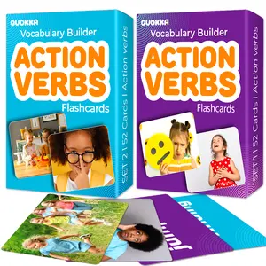 QUOKKA 104 Action Verbs Flashcards - Speech Therapy Tool, Educational & Interactive Learning Resource for 5-8 Year Old Kids with Realistic Pictures, Vibrant Designs