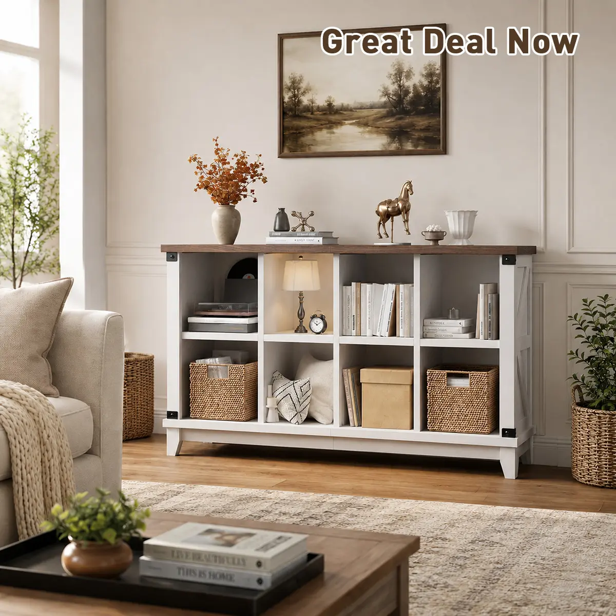 Raybee 6/8/9 Cube Storage Bookcase Organizer, Farmhouse Bookshelf, Cubby Display Shelves, Open Storage Shelf Racks,  3-Tier Wood Shelving Unit, Decor Shelves for Living Room, Dorm, Apartment, Bedroom, Home Office, Indoor Furniture #TikTokShopBackToSchool