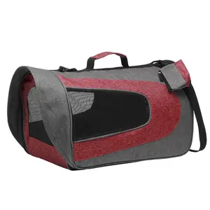 PETAXCELL Cat Carrier, Ventilation Mesh, Travel Pet Carrier Breathable Small Dog Carrying Case Up to 16.5 lbs (Red), Intended for Hiking / Camping / Traveling, 18"x11"x11"