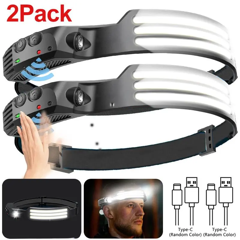 2-Pack Motion Sensor Lights - Super Bright Rechargeable Dual-Head Lamp, Waterproof 230° Wide Beam Light, Compact Cordless Portable, Emergency Backup for Patrol, Camping, Father’s Gift (Home Improvement Portable Lighting)