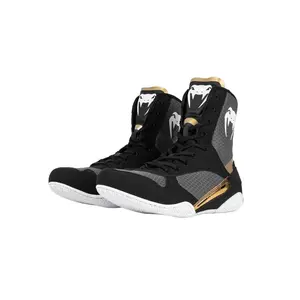 Venum Elite Boxing Shoes - Black/White/Gold