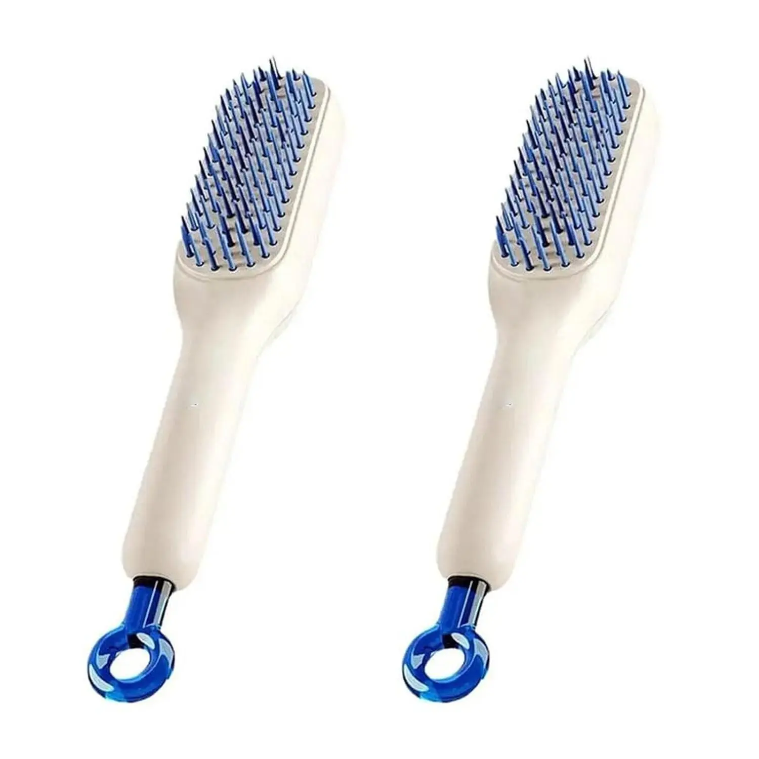 Self-Cleaning Hair Comb Set of 2, One-Button Extendable, Anti-Tangle, Tangle Free Hair, Scalp Massage, Suitable for All Hair Types, Finishing Comb