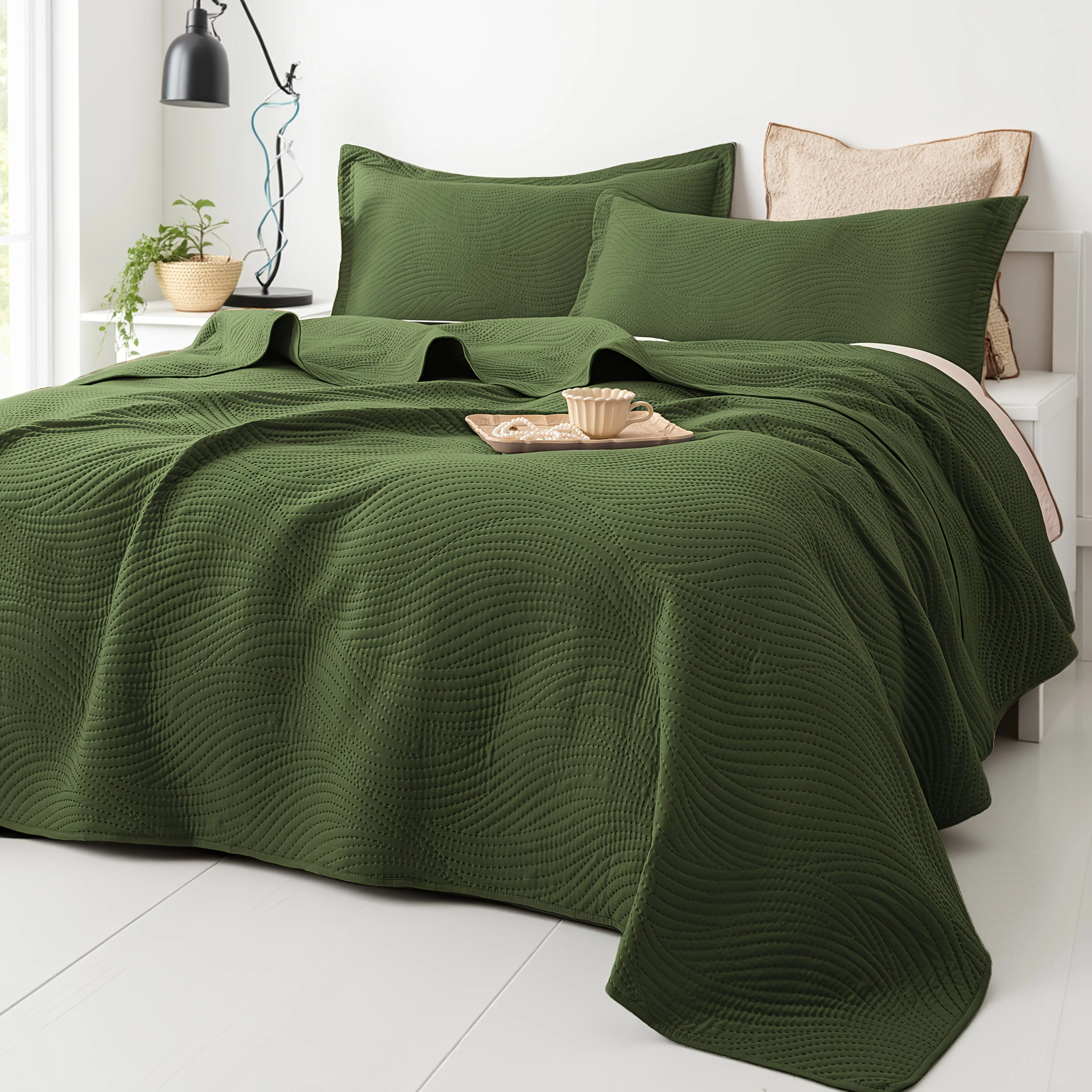 Solid Ultrasonic Contemporary Cooling Bedding Set - Lightweight Soft Multi-Size (Twin/Queen/King) All-Season Comforter, Duvet Cover, Blanket & Pillows for Bedroom Decor, Home Decor Items