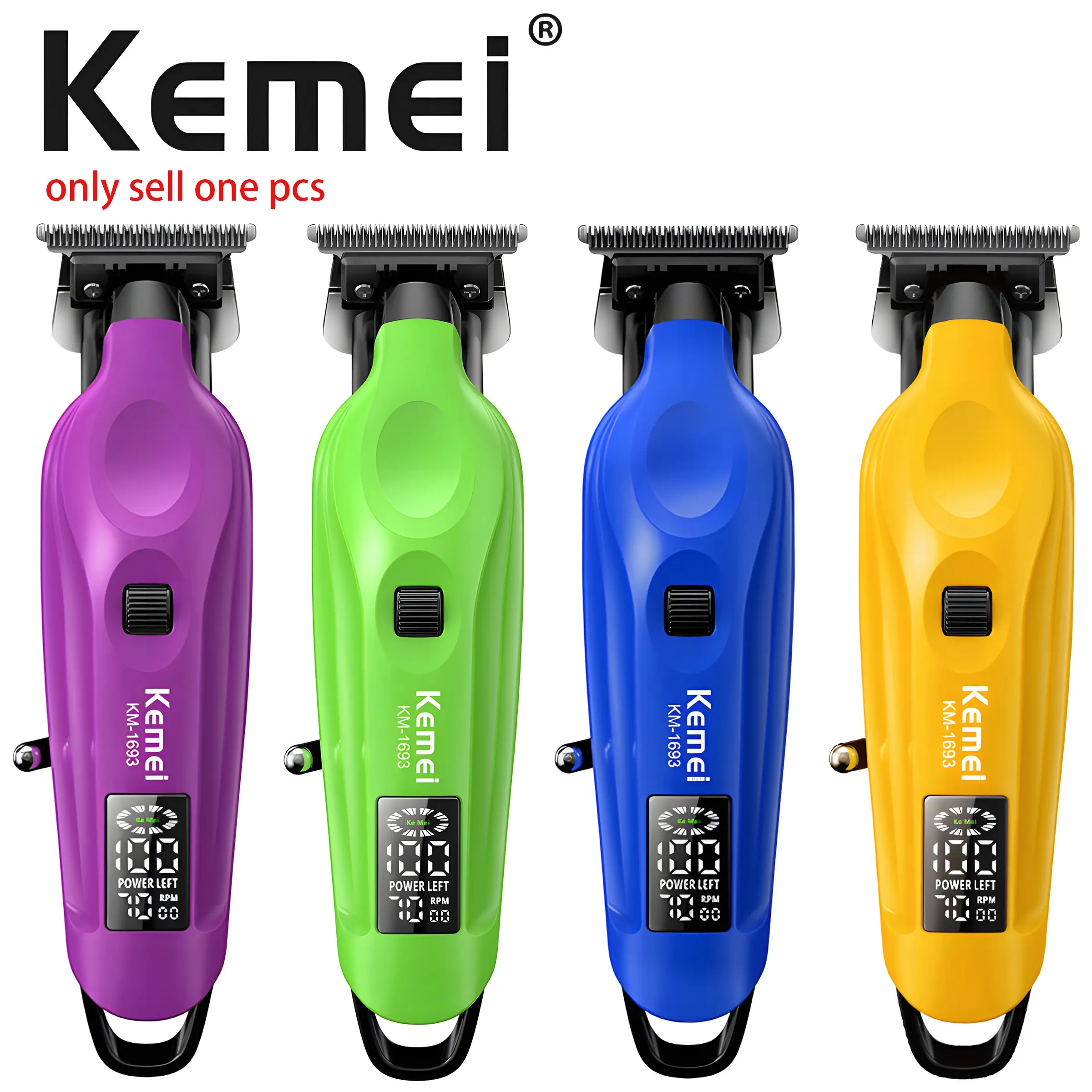 Kemei Km-1693 Men's Professional Hair Trimmer, USB Charging, 7000rpm High Precision Clipper, 1200mah Battery, Speed Adjustment