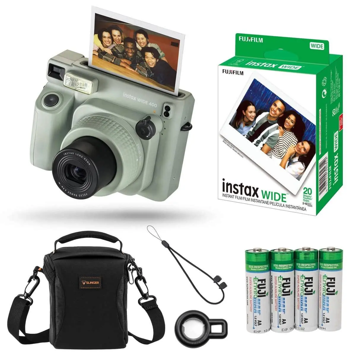 Fujifilm Instax Wide 400 Instant Film Camera Bundle with 20-Pack Instax Wide Instant Color Film + Slinger Alpine 140 Multi-Device Shoulder Bag