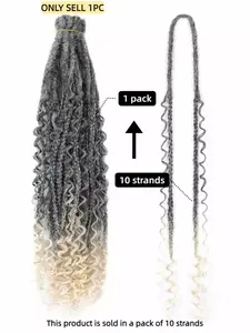 New Style Boho Box Braids - 10 Strands 24-inch Double-Ended Curly Tails Three-Strand Braided Hair Extensions Synthetic Braided Wig Box Braided Wigs