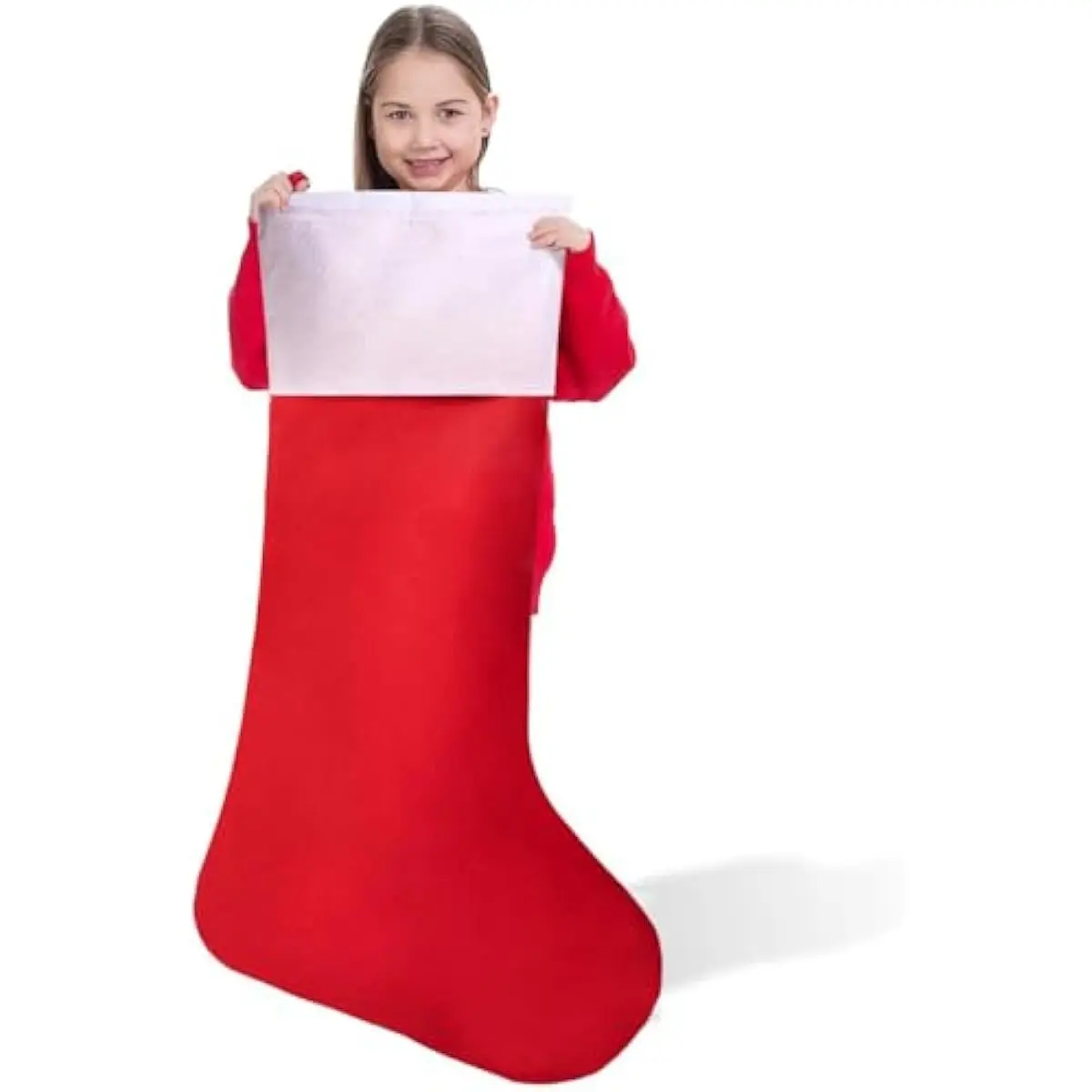 43" Jumbo Christmas Stockings, Soft Giant Xmas Decor, Personalized Red Christmas Felt Stockings for Kids Adults Family Xmas Party Decorations Gifts