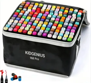 KIDGENIUS Easter Limited Edition Dual-Tip Markers, 168/120 Vibrant Colors, Quick-Dry Water-Resistant Colorful Marker Set for Outdoor Spring Crafts, Art Drawing Supplies, Coloring Supplies
