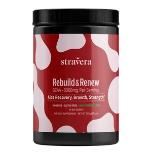 Stravera Rebuild & Renew BCAA 5000mg Post Workout Recovery Supplement for Women Watermelon Flavor 290g 45 Day Supply