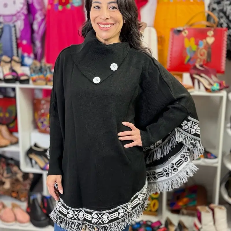 Mañanita rombo $45 - one size fits all - Hand Embroidered in Mexico, Vibrant Mexican Floral Design, Comfortable & Colorful, One-of-a-Kind Artisanal clothing - poncho artesanal mexicano