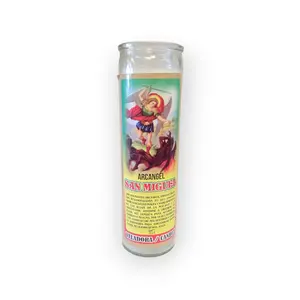 Archangel Glass Prayer Candle - Home Decor Supplies for Protection, Guidance, Spiritual Intention, Decoration, Prayers, Altar Use, Aura Cleansing, Meditation Sessions