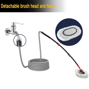 Portable 41-inch Automatic Water Car Wash Mop for Home and Outdoor Use, featuring a soft brush head to prevent scratches, includes a 10-meter hose that connects to a water faucet, suitable for cleaning cars, trucks, and household surfaces