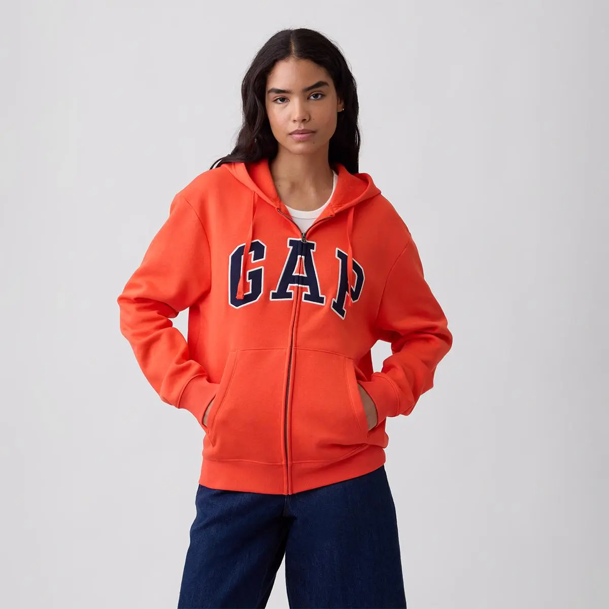 Women's Soft Cotton Blend Full-Zip Fit Hoodie Fleece Sweatshirt, Gap Factory Womenswear