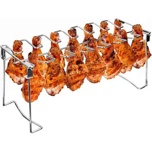 Metal Chicken Leg Rack, Multi-Layer Grilling Rack, Dishwasher Safe Non-Stick Grill, Travel Accessories, Father's Day Gift, Camping BBQ Tool, Stainless Steel
