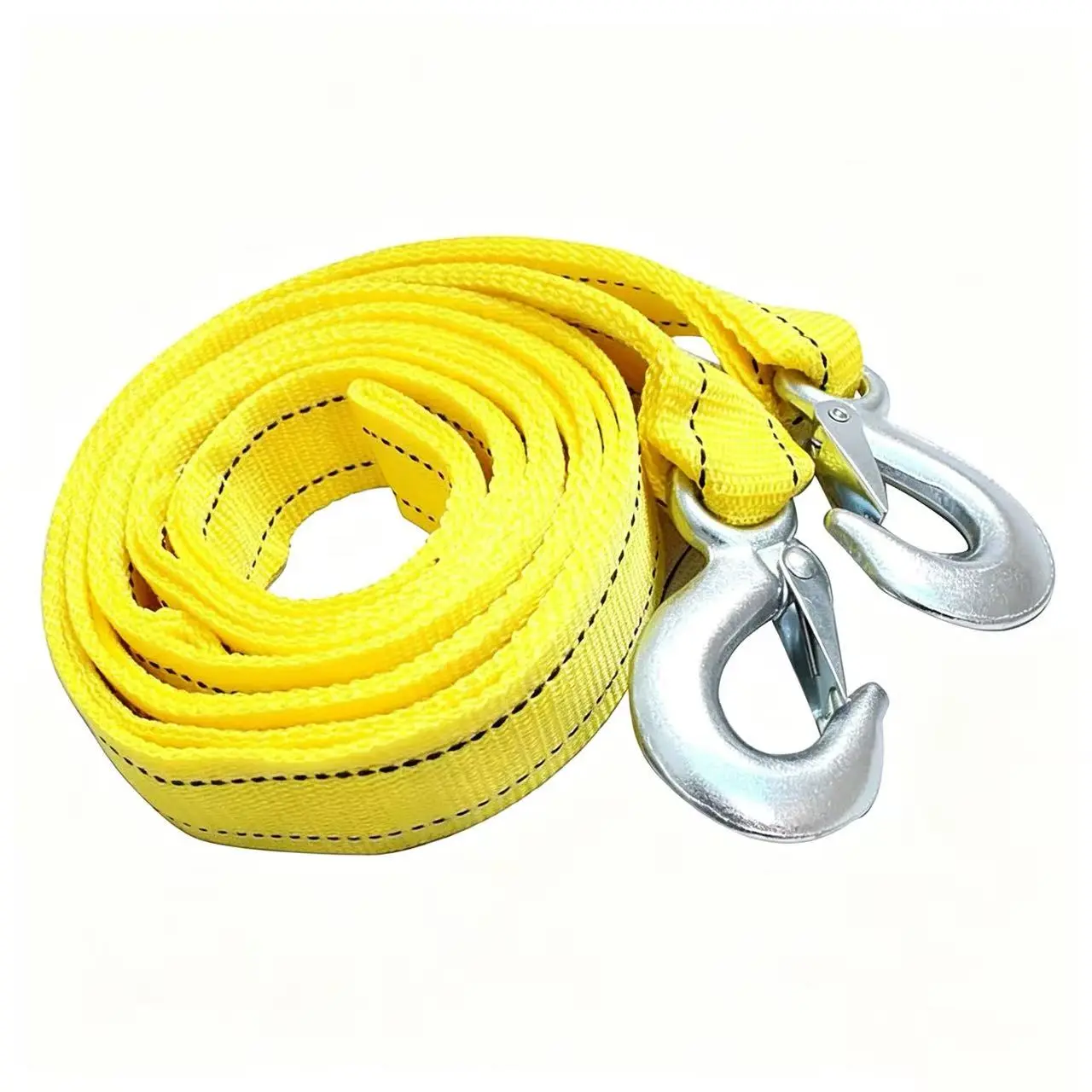 Car Tow Strap with Hooks, 20Ft Nylon Emergency Recovery Towing Strap, 30000 lbs Heavy Duty Reflective Tow Rope with Forged D-Ring Hooks, Cars Trucks Boat Emergency Accessories (Yellow)