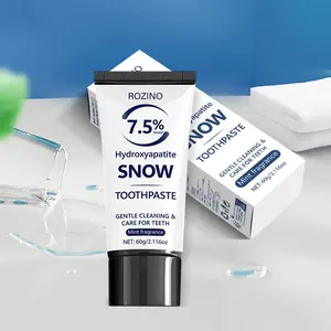 ROZINO Hydroxyapatite SNOW TOOTHPASTE 7.5% Enamel Protection & Tooth Strengthening Gentle Mint Fresh Breath Daily Oral Care 60g