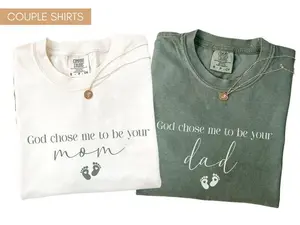 Comfort Colors Mom And Dad Shirts, Pregnancy Reveal Gift For Parents, Baby Announcement Shirt, Matching New Mom And Dad Outfit, Baby Shower