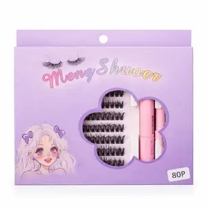 DIY Lash Extension Kit 80PCS Lash Clusters No Glue Needed Easy Apply Natural Look with Tweezers