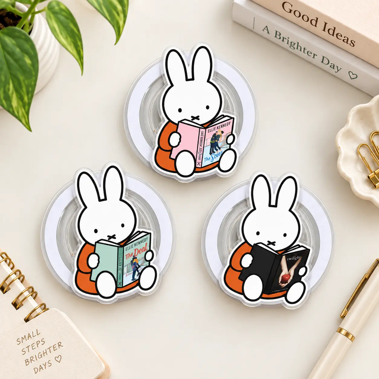 Hockey Romance Bunny Phone Grip, Reading Rabbit Magsafe Phone Holder, Spooky Season Cell Phone Stand, Cute Fall Phone Socket, Reader Gift, Phone Accessory