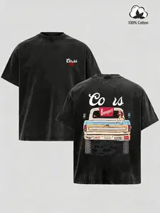 Vintage Washed Retro Truck Graphic Tee for Men & Women, Country Western Style Shirt, Soft Cotton Casual T-Shirt, Everyday Streetwear