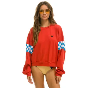 CHECK 2 SLEEVE RELAXED CREW SWEATSHIRT - RED // WHITE // BLUE
