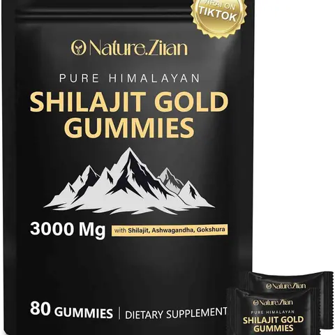 O Nature.Zian Pure Himalayan Shilajit Gold Gummies 3000 Mg with Ashwagandha Gokshura 85+ Minerals 80 Count Authentic Flavor Dietary Supplement sohochic, Natural, Organic, 2‑Gummy Dose, 85+ Mineral Blend Supplement For Wellness Edible Dietary Supplement
