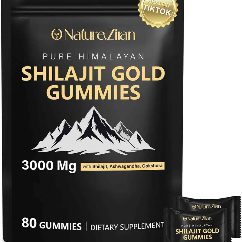 O Nature.Zian Pure Himalayan Shilajit Gold Gummies 3000 Mg with Ashwagandha Gokshura 85+ Minerals 80 Count Authentic Flavor Dietary Supplement sohochic, Natural, Organic, 2‑Gummy Dose, 85+ Mineral Blend Supplement For Wellness Edible Dietary Supplement