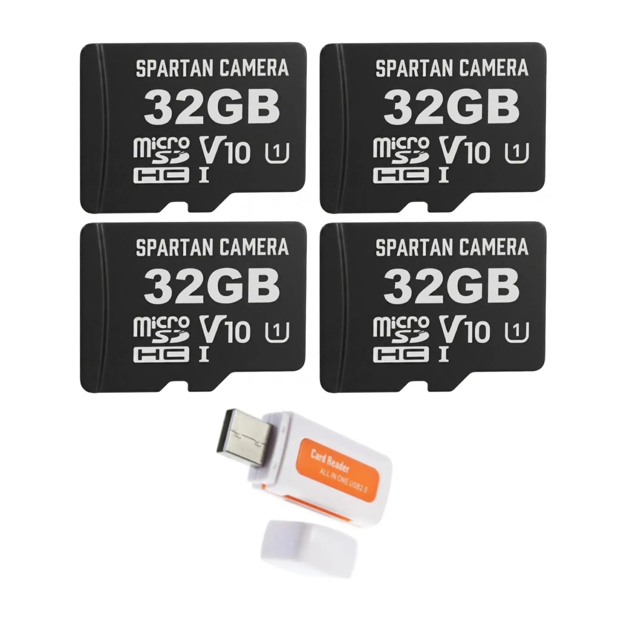 Spartan 32GB Micro Memory Card Bundle with Adapter, Card Reader, Portable Plug-In Device for Camera Recording, Micro Sd Card