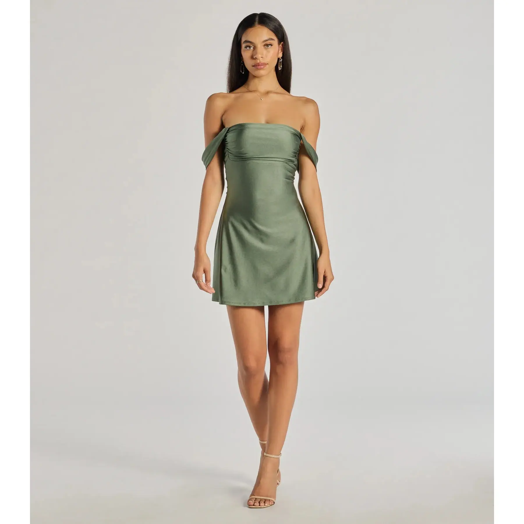 satin a line mini dress Rachel Satin Halter A-Line Mini Dress